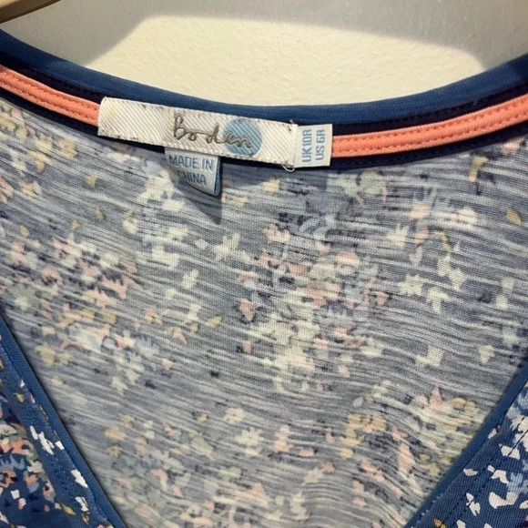 Boden Periwinkle Multi Colored Flowers Floral Short Sleeve Cotton Dress Size 6R‎ - Picture 3 of 10